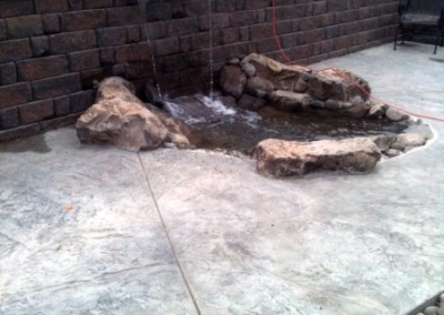 Waterfall, Retaining Wall and Patio